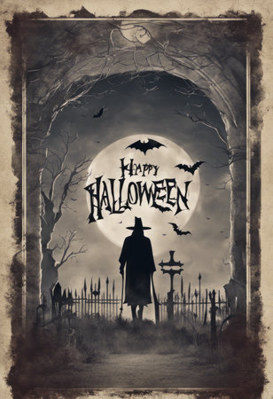 Creepy and Spooky Retro Style Halloween Posterの素材