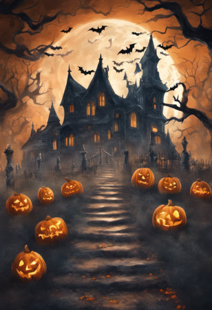 Creepy and Spooky Retro Style Halloween Posterの素材
