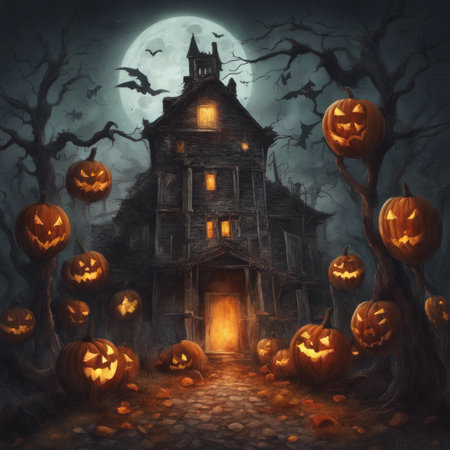 Creepy and Spooky Retro Style Halloween Backgroundの素材