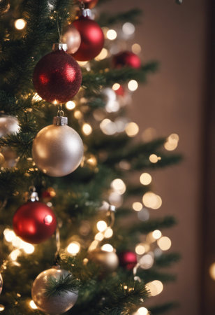 Merry Christmas Poster With Christmas Tree Ornamentsの素材