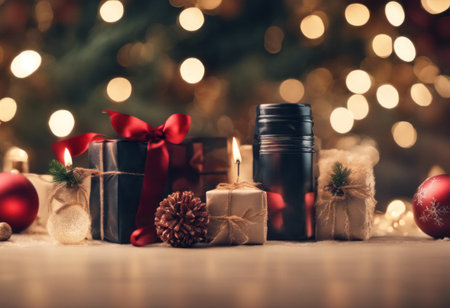 Merry Christmas Banner With Ornamentsの素材