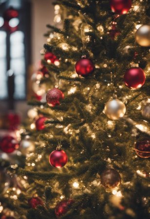 Merry Christmas Poster With Christmas Tree Ornamentsの素材