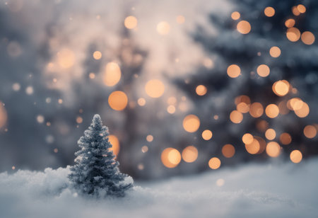 Merry Christmas Banner Outdoors in Winterの素材