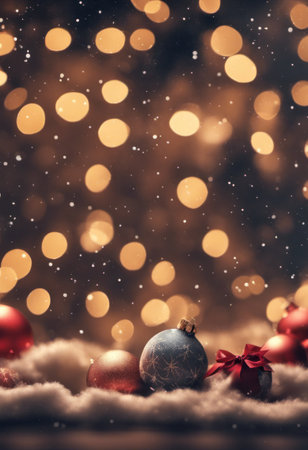 Merry Christmas Poster With Christmas Tree Ornamentsの素材