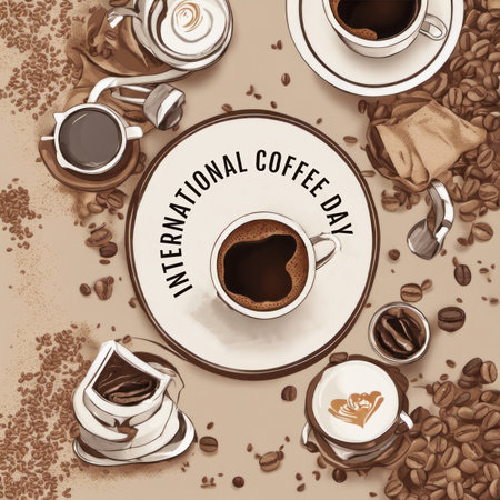 Coffee in a Cup for International Coffee Day Backgroundの素材