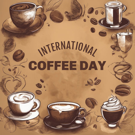 Coffee in a Cup for International Coffee Day Backgroundの素材