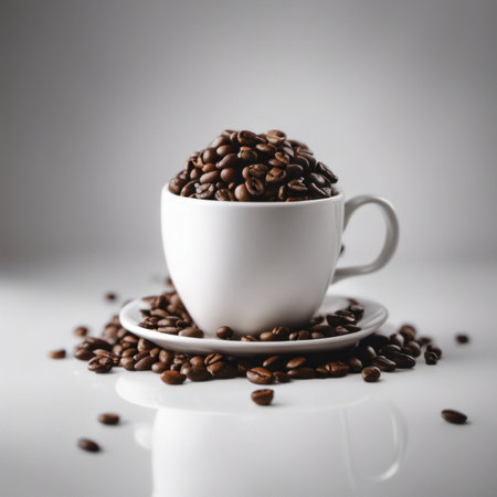 Coffee in a White Cup in the Morning for International Coffee Dayの素材