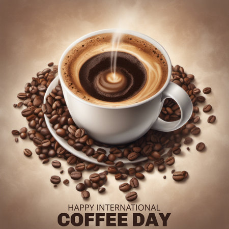 Coffee in a Cup for International Coffee Day Backgroundの素材