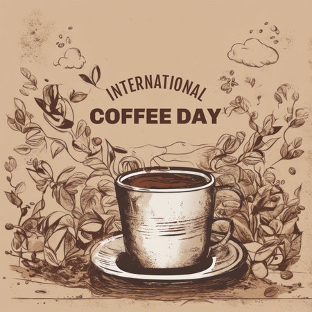 Coffee in a Cup for International Coffee Day Backgroundの素材
