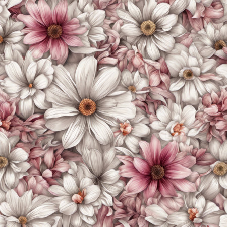 A Large Group of White and Pink Flowers for Backgroundの素材
