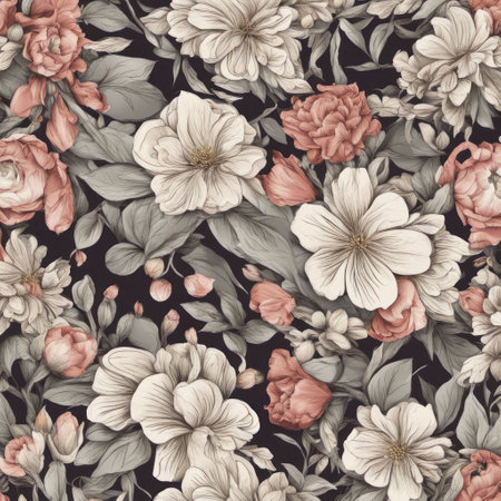A Close Up of a Floral Wallpaper With Many Flowers for Backgroundの素材