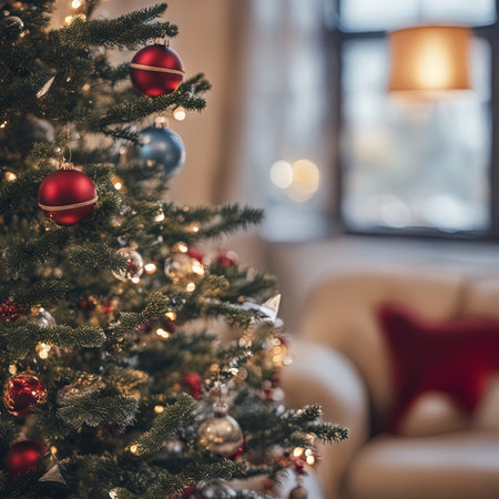 Photo of Mini Christmas Tree With Ornaments on It and Presents Underneathの素材