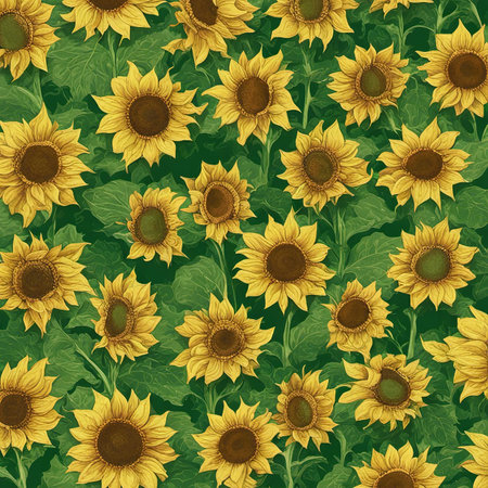 A Pattern of Retro Style Sunflowers Backgroundの素材