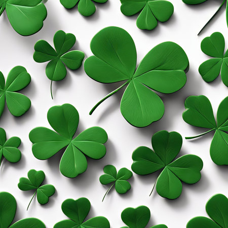 Four Leaf Clover on a White Background for St. Patrick's Day Backgroundの素材