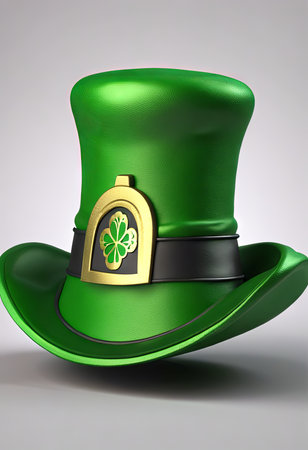Leprechaun's Green Hat on a White Background for St. Patrick's Day Backgroundの素材