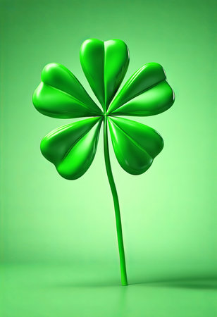 Four Leaf Clover on a Green Background for St. Patrick's Day Backgroundの素材
