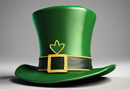 Leprechaun's Green Hat on a White Background for St. Patrick's Day Backgroundの素材