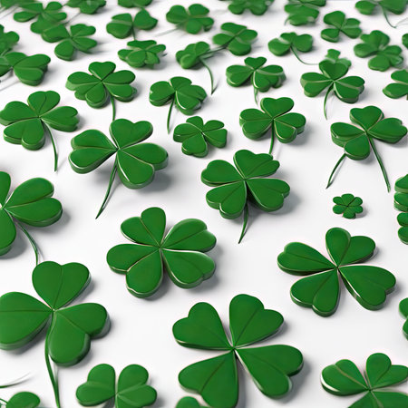 Four Leaf Clover on a White Background for St. Patrick's Day Backgroundの素材