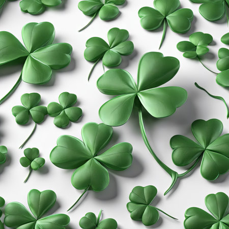 Four Leaf Clover on a White Background for St. Patrick's Day Backgroundの素材