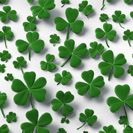 Four Leaf Clover on a White Background for St. Patrick's Day Backgroundの素材