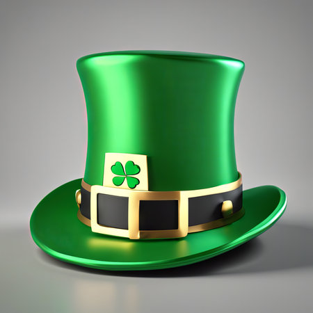 Leprechaun's Green Hat on a White Background for St. Patrick's Day Backgroundの素材