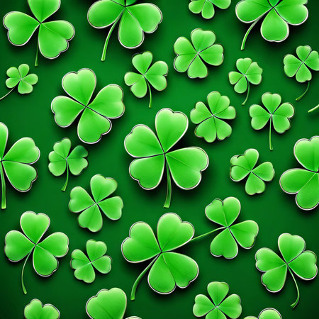 Four Leaf Clover on a Green Background for St. Patrick's Day Backgroundの素材