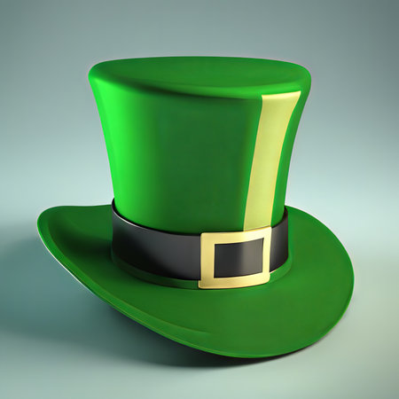 Leprechaun's Green Hat on a White Background for St. Patrick's Day Backgroundの素材
