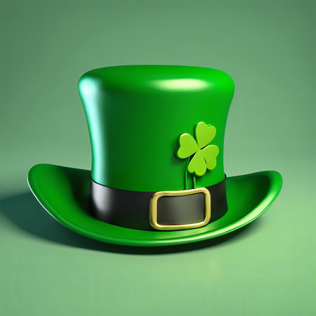 Leprechaun's Green Hat on a White Background for St. Patrick's Day Backgroundの素材