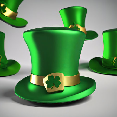 Leprechaun's Green Hat on a White Background for St. Patrick's Day Backgroundの素材
