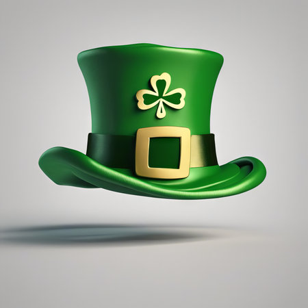 Leprechaun's Green Hat on a White Background for St. Patrick's Day Backgroundの素材