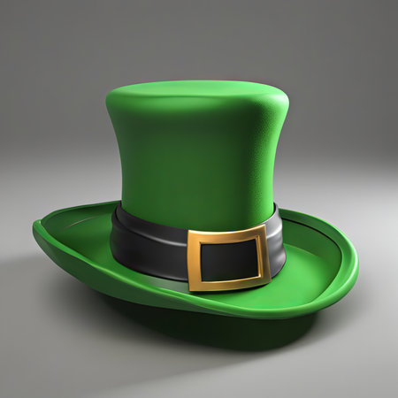 Leprechaun's Green Hat on a White Background for St. Patrick's Day Backgroundの素材