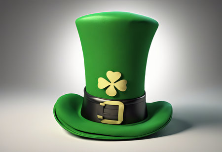 Leprechaun's Green Hat on a White Background for St. Patrick's Day Backgroundの素材