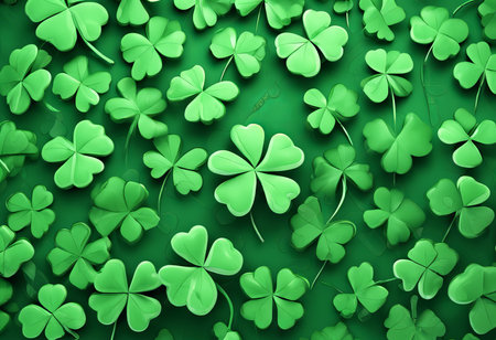 Four Leaf Clover on a Green Background for St. Patrick's Day Backgroundの素材