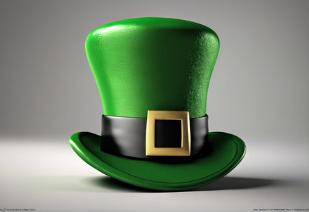 Leprechaun's Green Hat on a White Background for St. Patrick's Day Backgroundの素材