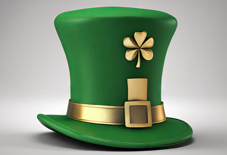 Leprechaun's Green Hat on a White Background for St. Patrick's Day Backgroundの素材