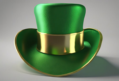Leprechaun's Green Hat on a White Background for St. Patrick's Day Backgroundの素材