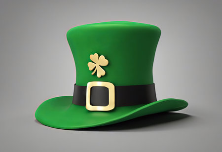 Leprechaun's Green Hat on a White Background for St. Patrick's Day Backgroundの素材