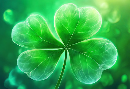 Four Leaf Clover on a Green Background for St. Patrick's Day Backgroundの素材