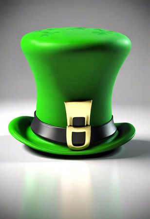 Leprechaun's Green Hat on a White Background for St. Patrick's Day Backgroundの素材
