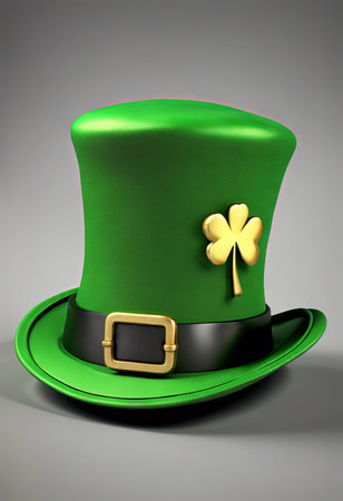 Leprechaun's Green Hat on a White Background for St. Patrick's Day Backgroundの素材