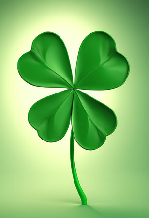 Four Leaf Clover on a Green Background for St. Patrick's Day Backgroundの素材