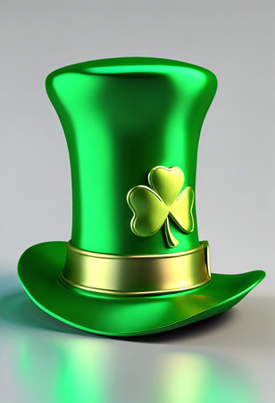 Leprechaun's Green Hat on a White Background for St. Patrick's Day Backgroundの素材