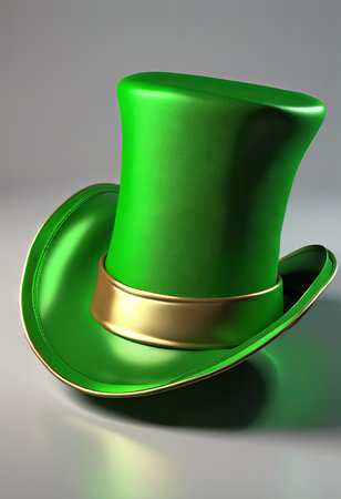 Leprechaun's Green Hat on a White Background for St. Patrick's Day Backgroundの素材