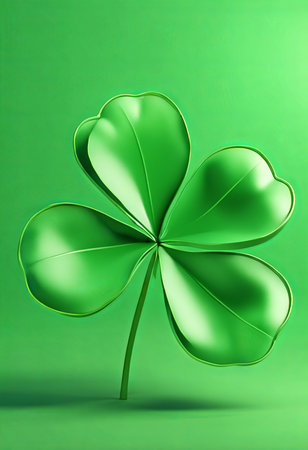 Four Leaf Clover on a Green Background for St. Patrick's Day Backgroundの素材