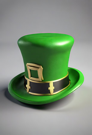 Leprechaun's Green Hat on a White Background for St. Patrick's Day Backgroundの素材