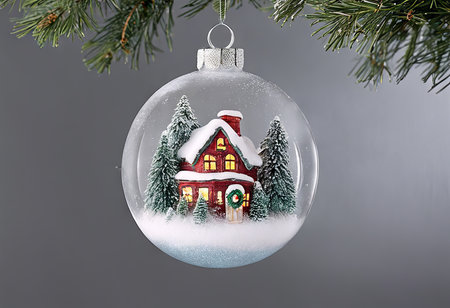 Snow Glass Ball Ornament for Christmas Backgroundの素材