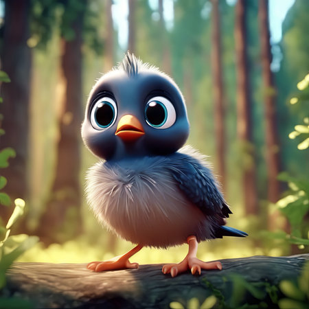 3D Style of a Bird in the Forest for World Wildlife Day Backgroundの素材