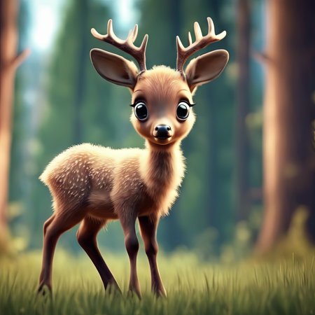 3D Style of an Elk in the Forest for World Wildlife Day Backgroundの素材
