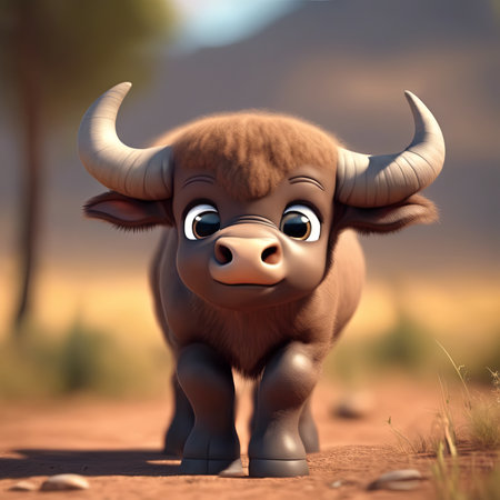3D Style of a Buffalo in the Savanna for World Wildlife Day Backgroundの素材