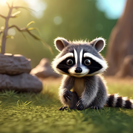 3D Style of a Racoon in the Forest for World Wildlife Day Backgroundの素材